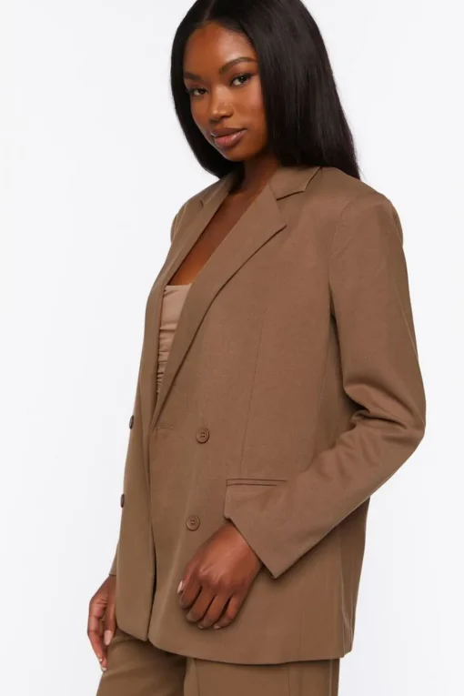 Notched Double-Breasted Blazer