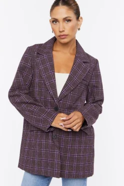 Notched Plaid Blazer