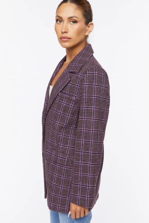 Notched Plaid Blazer