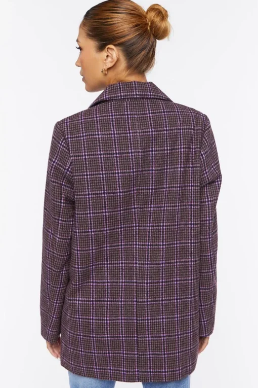 Notched Plaid Blazer