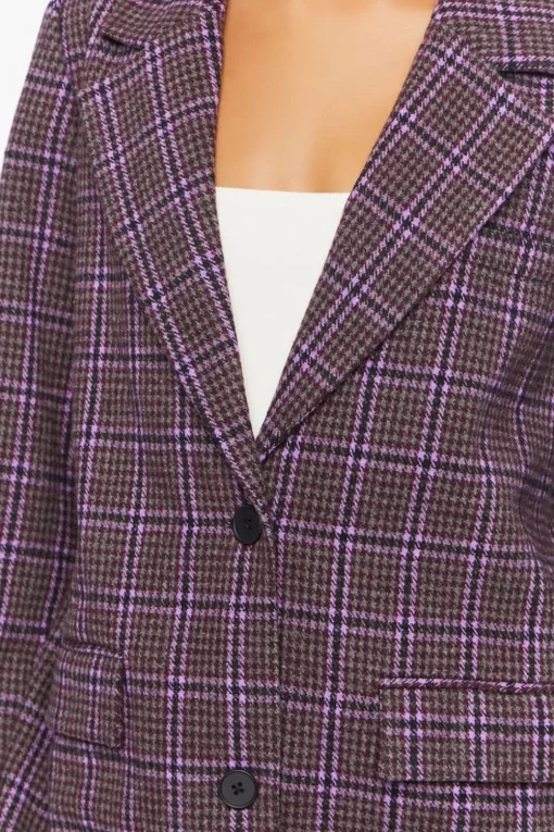 Notched Plaid Blazer