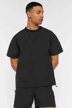 Nylon Drawstring Flap-Pocket Shorts