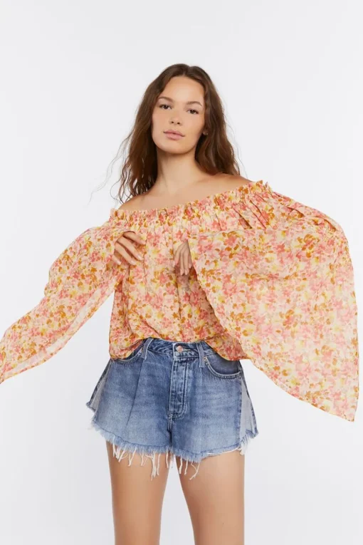Off-The-Shoulder Floral Print Top