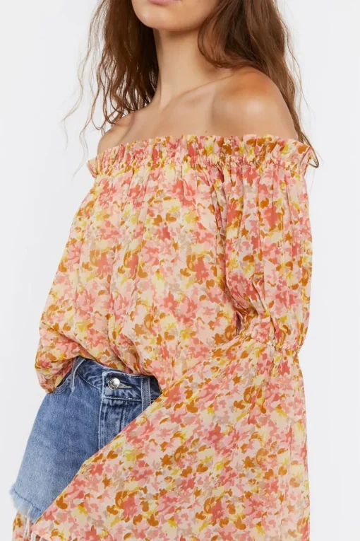 Off-The-Shoulder Floral Print Top