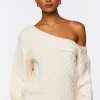 One-Shoulder Cable Knit Sweater