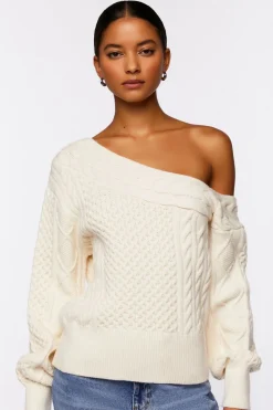 One-Shoulder Cable Knit Sweater