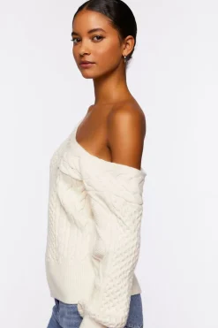 One-Shoulder Cable Knit Sweater