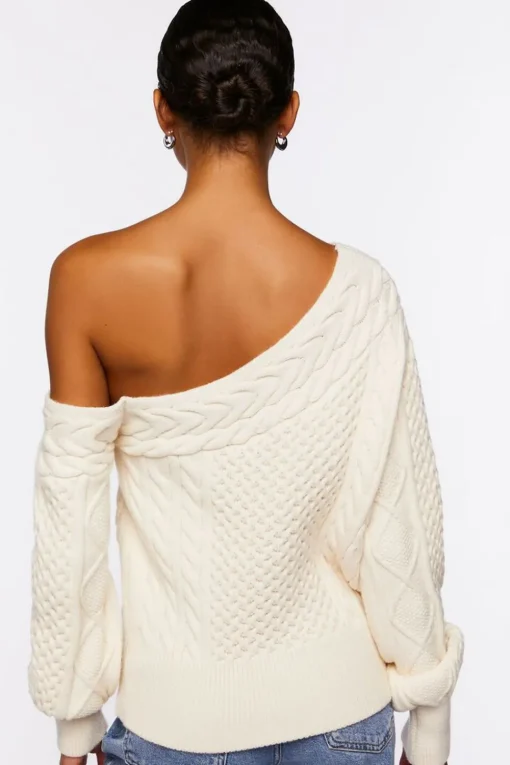 One-Shoulder Cable Knit Sweater