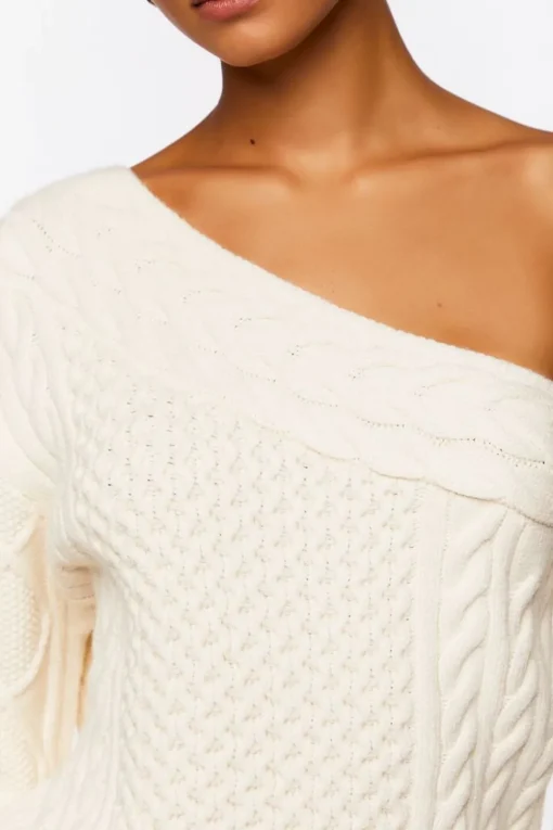 One-Shoulder Cable Knit Sweater