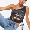 One-Shoulder Reno Racing Graphic Top