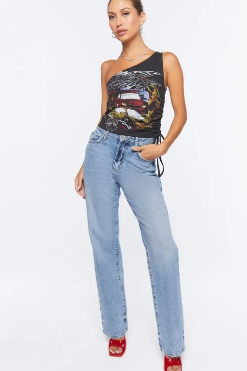 One-Shoulder Reno Racing Graphic Top