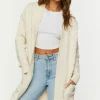 Open-Front Cable Knit Cardigan Sweater