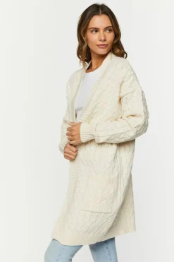 Open-Front Cable Knit Cardigan Sweater