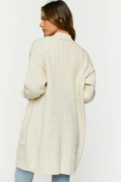 Open-Front Cable Knit Cardigan Sweater