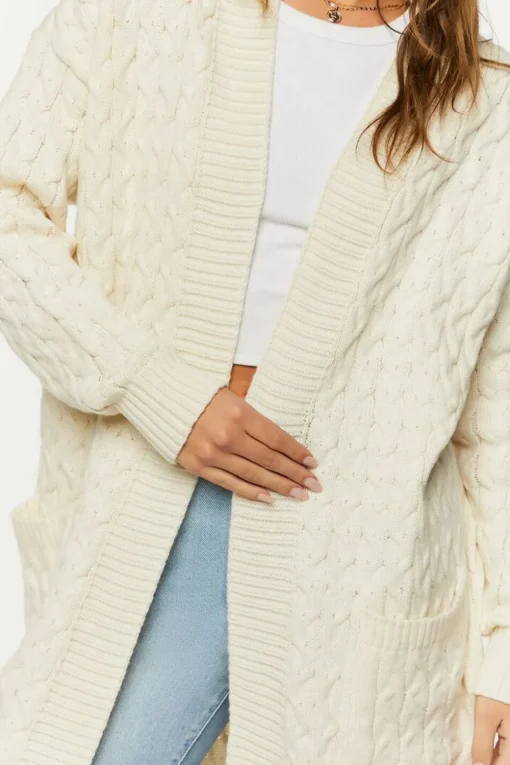 Open-Front Cable Knit Cardigan Sweater