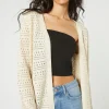 Open-Front Pointelle Cardigan Sweater