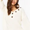 Open-Knit Buttoned Sweater