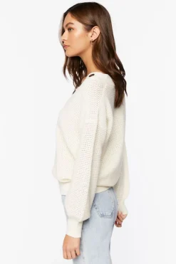 Open-Knit Buttoned Sweater
