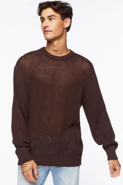 Open-Knit Crew Sweater