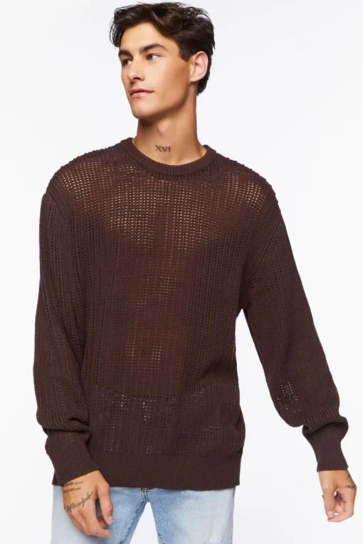 Open-Knit Crew Sweater