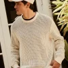 Open-Knit Crew Sweater
