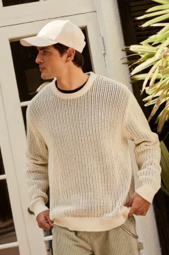 Open-Knit Crew Sweater