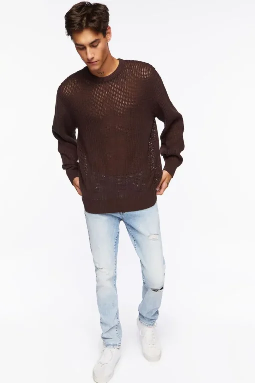 Open-Knit Crew Sweater