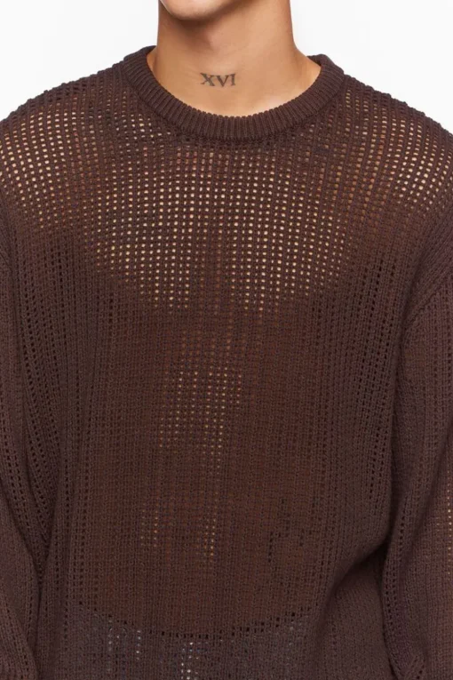 Open-Knit Crew Sweater