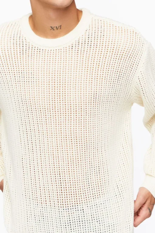 Open-Knit Crew Sweater