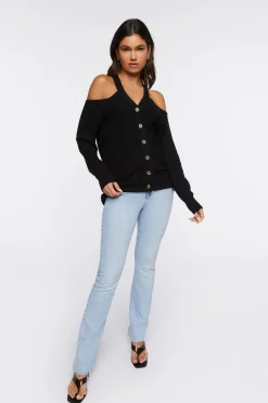 Open-Shoulder Sweater-Knit Top