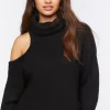 Open-Shoulder Turtleneck Sweater