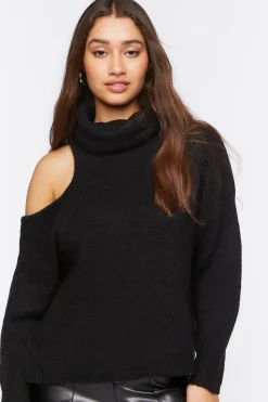 Open-Shoulder Turtleneck Sweater