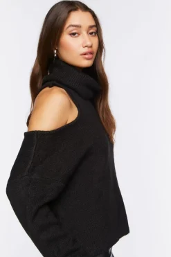 Open-Shoulder Turtleneck Sweater