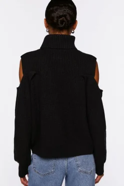Open-Shoulder Turtleneck Sweater