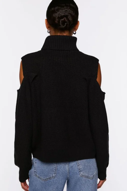 Open-Shoulder Turtleneck Sweater