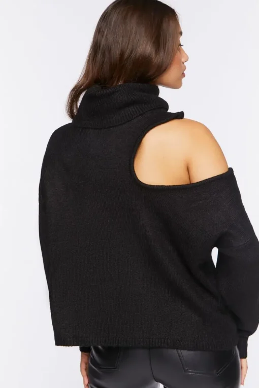 Open-Shoulder Turtleneck Sweater
