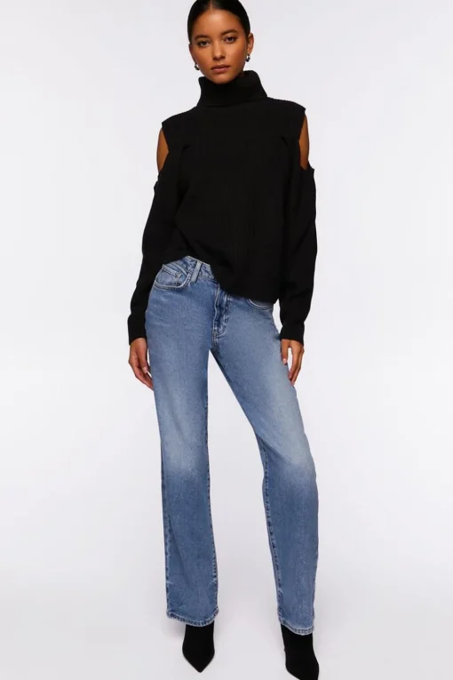 Open-Shoulder Turtleneck Sweater
