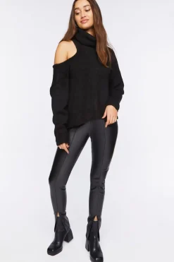 Open-Shoulder Turtleneck Sweater