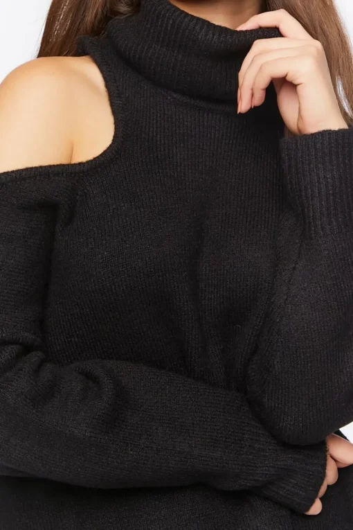 Open-Shoulder Turtleneck Sweater