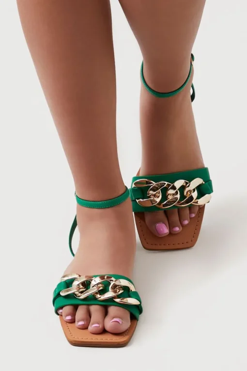 Open-Toe Chain Sandals
