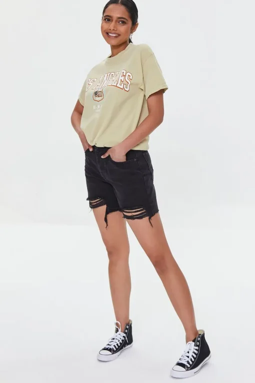 Organically Grown Cotton Denim Mom Shorts
