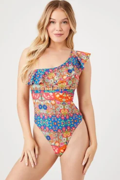 Ornate One-Shoulder One-Piece Swimsuit