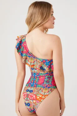 Ornate One-Shoulder One-Piece Swimsuit