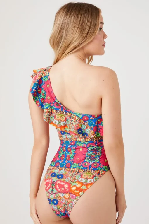 Ornate One-Shoulder One-Piece Swimsuit
