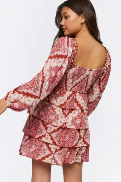 Ornate Paisley Print Mini Dress