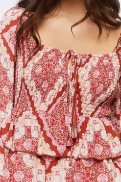 Ornate Paisley Print Mini Dress