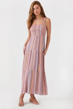 Ornate Print Caged Maxi Dress