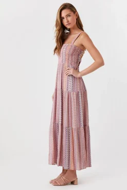 Ornate Print Caged Maxi Dress
