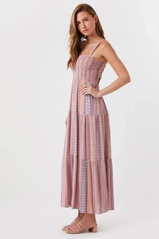 Ornate Print Caged Maxi Dress