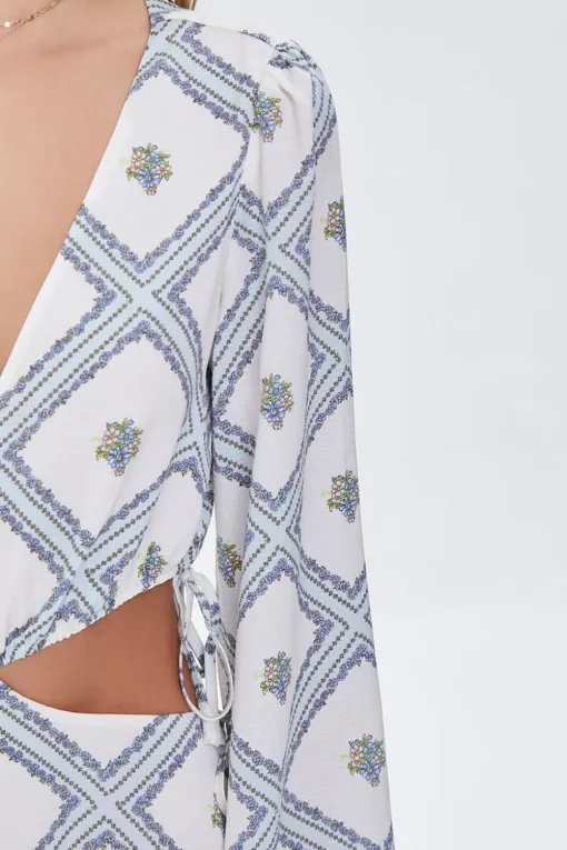 Ornate Print Cutout Romper